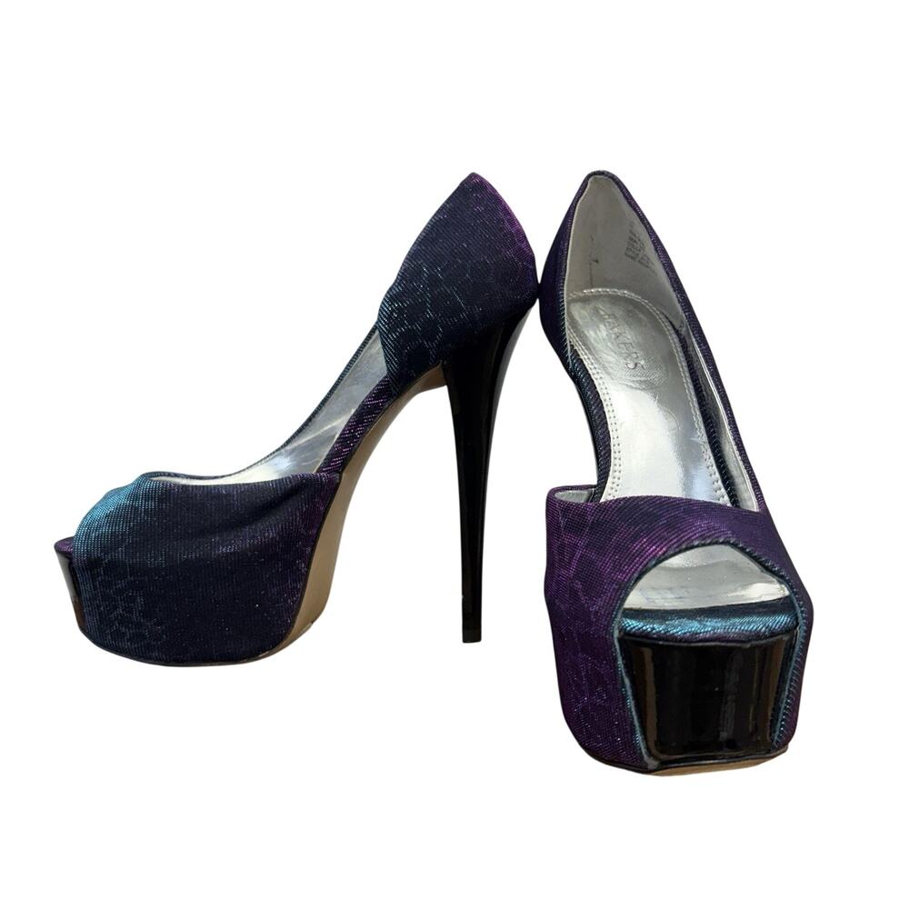 Bakers Y2K Iridescent Purple Blue Platform Stiletto Heels Glam Party Size 8